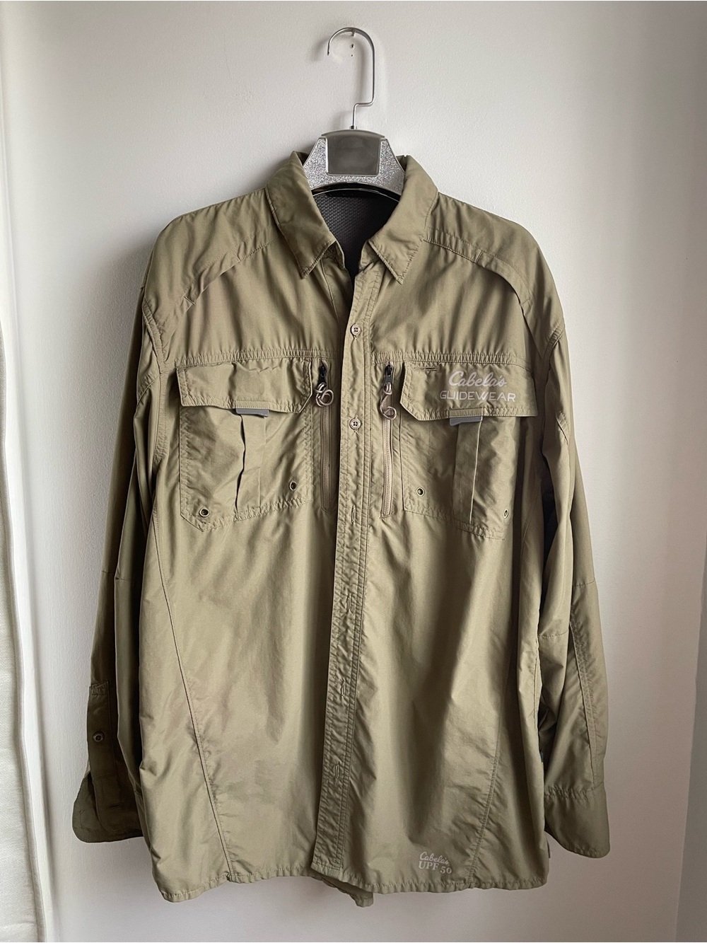 Cabela's Guidewear Men's Olive Green Lightweight Shirt-SPF 50-size M